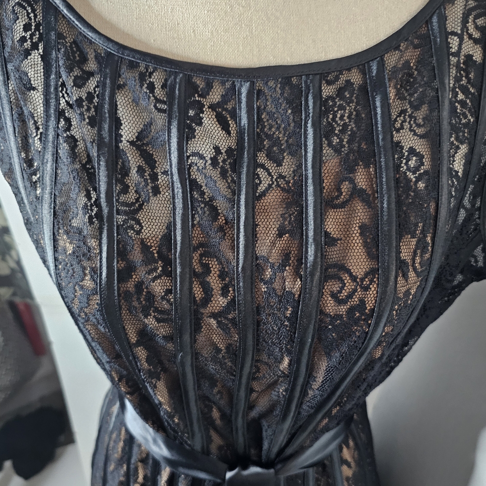 SL Fashions Black Lace Midi Dress - Picture 2 of 16